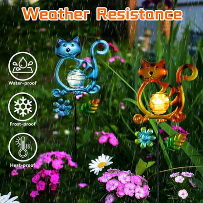Solar Garden Lights Outdoor Decor,26.4''H Cat Figurine Lights,Waterproof Decorative Garden Stakes for Lawn Patio Pathway, Cat Lover Gifts for Mom Women Birthday Christmas