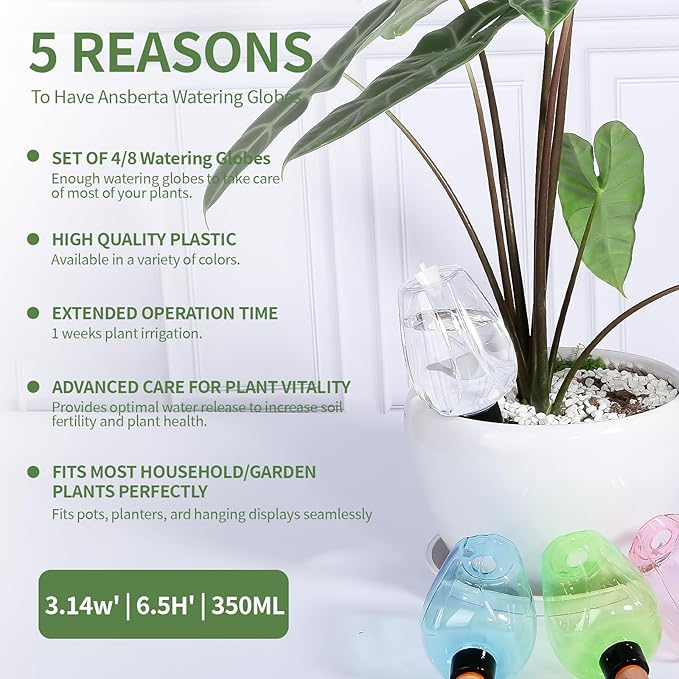 4 Pcs Plant Watering Globes Self Watering Planter Insert Plants Top Fill Water Device Plastic Water Bulbs Slow Release Terracotta for Plants, Clear