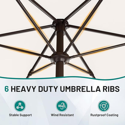 AreShark 7.5FT Patio Umbrella Table Market Umbrella with 6 Sturdy Ribs, Button Tilt/Crank, Heavy-Duty Outdoor Umbrellas for Pool, Deck, Garden and Backyard, Cream White