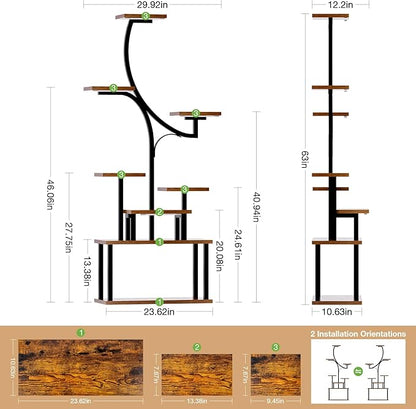 [2026 New Upgraded] Plant Stand Indoor with 4 Grow Lights & 3 Colors, 8 Tiered Corner Plant Shelf, 63" Tall Plant Stands for Indoor Plants Multiple, Metal Flower Display Shelves Holder for Home