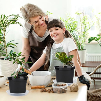 GREANER Plastic Garden Pots, 8 Inch Nursery Pots for Indoor Outdoor Plants, Black Plastic Planters for Planting Seeds, Flower, Succulent(Pack of 10)