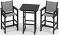 SERWALL Textilene Adirondack Bar Chairs Set of 2, Tall Adirondack Bar Height Chairs, Sling Balcony Adirondack Chairs, Weather Resistance Resin Outdoor Bar Height Stools, Black