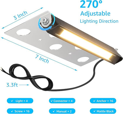 SUNVIE 7 Inch Hardscape Lighting 5W LED Retaining Wall Lights 3000K Warm White Low Voltage Landscape Lighting Waterproof Outdoor Step Lights with Connectors Paver Lights for Retaining Wall ETL, 4 Pack