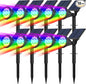 Solar Spot Lights Outdoor Color Changing, 7 Modes/14 LED Outdoor Solar Lights for Yard, Waterproof RGB Multicolor Solar Landscape Spotlights Auto On/Off for Flood, Yard, Tree, Pathway, 10 Pack