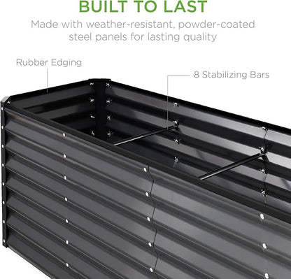 Best Choice Products 8x2x2ft Outdoor Metal Raised Garden Bed, Rectangular Deep Root Planter Box for Vegetables, Flowers, Herbs, and Succulents w/ 239 Gallon Capacity - Gray