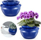2 Sets African Violet Pots 7.5 Inch Self Watering Pot for Indoor Ceramic Self Watering Planter for Flower Lovers Ideal Plant Pot Thriving Flower Maintenance