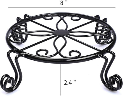 Black Plant Stand for Flower Pot Heavy Duty Potted Holder Indoor Outdoor Metal Rustproof Iron Garden Container Round Supports Rack for Planter Bronze, Pumpkin Stand Outdoor