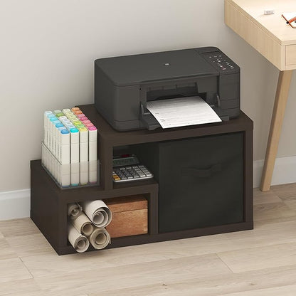 Furinno Viola Storage Shelf, Storage Rack with Bin, Book Shelf, Bookshelf, Display Rack, with Bin Drawers, for Organization, Living Room, Home Office, Black Dark Oak
