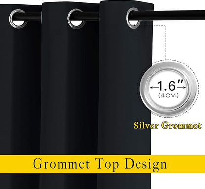 NICETOWN Black Out Dooway Curtain 80 inches Long, Grommet Thermal Insulated Window Treatment Light & Sound Blocking Drapes for Living Room/Hallway, W52 x L80, 1 Panel