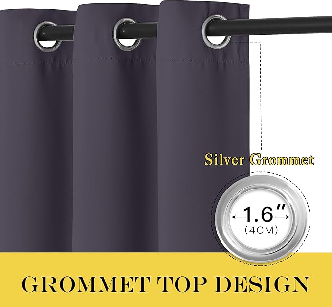 NICETOWN Sliding Door Window Treatment Blackout Patio Door Curtain Panels, Privacy Thermal Drapes for Bedroom Living Room Department with Grommet Top (Greyish Purple, W66 x L110)