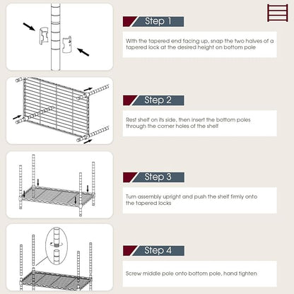 BestOffice NSF Wire Shelving Unit 6Shelf Large Storage Shelves Heavy Duty Metal Wire Rack Shelving Height Adjustable Commercial Grade Utility Steel Storage Rack Casters 6000LB Capacity-18x48x77,Chrome