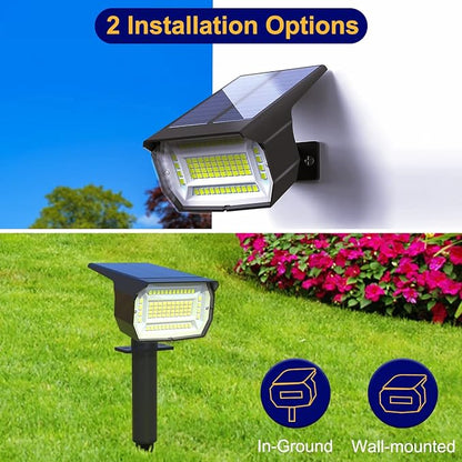 LOTMOS Solar Spot Lights Outdoor Waterproof IP67, 10 Pack Landscape Spotlights with 72 LEDs，3 Modes/ 2-in-1/Auto On/Off Solar Powered Flood Lights for Outside Garden Lawn Patio Driveway (Warm White)