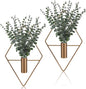Jexine 8 Pcs Hanging Planters with Artificial Eucalyptus Metal Hanging Vase Indoor Plants Holder Modern Geometric Boho Bathroom Wall Decor for Living Room Home Office (Eucalyptus,Bronze)