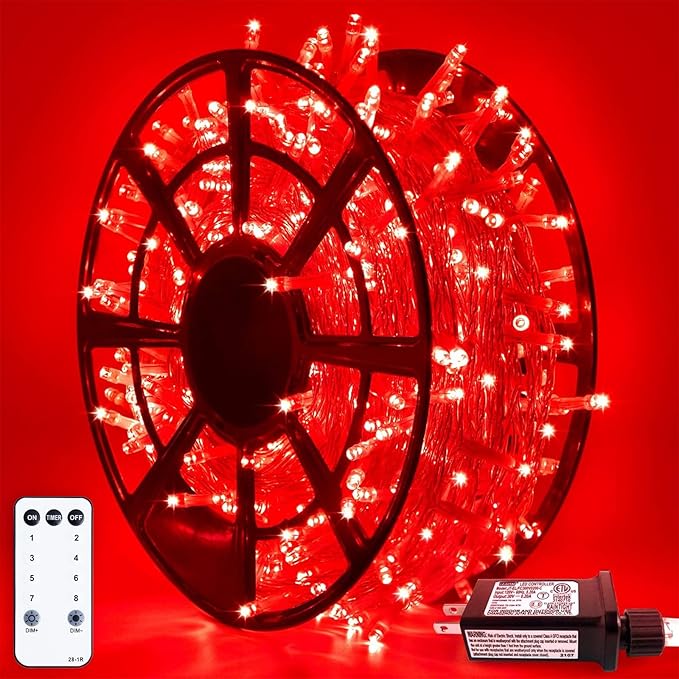 Red String Lights, 500 LEDs, 173 Ft, IP44 Waterproof