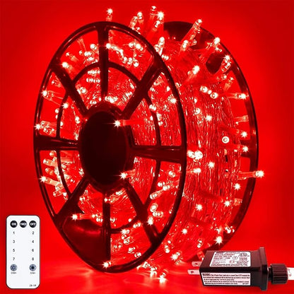 Red String Lights, 500 LEDs, 173 Ft, IP44 Waterproof