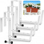 Window Box Brackets, Adjustable Planter Box Brackets, Heavy Duty Iron Flower Box Brackets for Railings, with Enhanced Bottom Support - Perfect for Balconies, Fences, and Gardens (White, 4 Pack)
