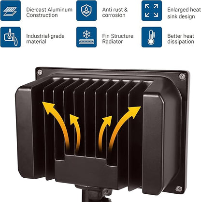 DEWENWILS 65W Flood Lights Outdoor, 6670 LM Super Bright(500W Equivalent) IP65 Waterproof Knuckle Mount LED Security Light, 5000K Daylight LED Flood Light for Garage, Patio, Yard, UL Listed, Browm