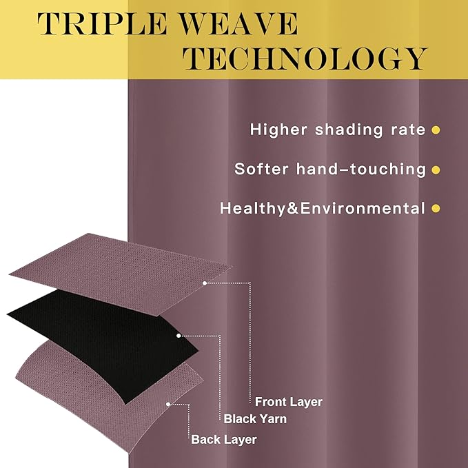 NICETOWN Blackout Window Curtain 90 inch Length - Room Darkening Thermal Insulated Grommet Large Window Treatment Light Blocking for Bedroom/Doorway (Dry Rose, 1 Panel, W52 x L90)