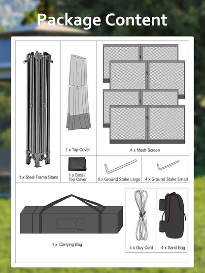 13 X 13FT Pop Up Gazebo, Canopy Tent, Gazebos on Clearance,Patio Folding Canopy with Mosquito Netting - Backyard Tent for Party, Wedding, Outdoor Dining, Patio, Backyard(Navy Blue+Hemp Grey)