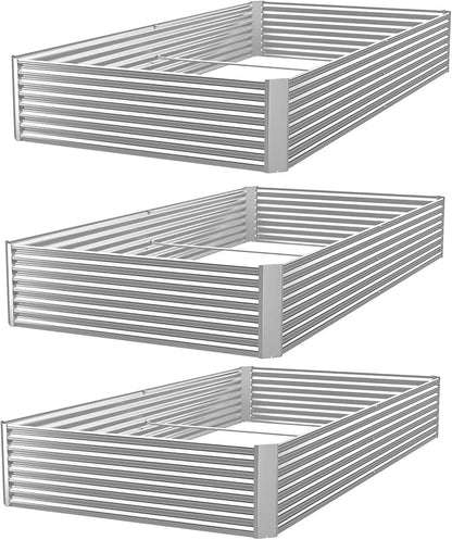 FRIZIONE 3pcs Galvanized Raised Garden Bed Outdoor,Above Ground Garden Bed for Vegetable,Metal Raised Beds for Flower,Steel Raised Beds for Gardening - 36x18 inch