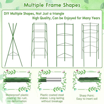 Riare 8 Pack 5.2 FT Tomato Cages for Garden- 63inches Heavy Duty Tomato Stakes and Supports, Adjustable Tall Tomato Plant Support Trellis for Pots, Raised Garden Bed, Climbing Vegetables Plants