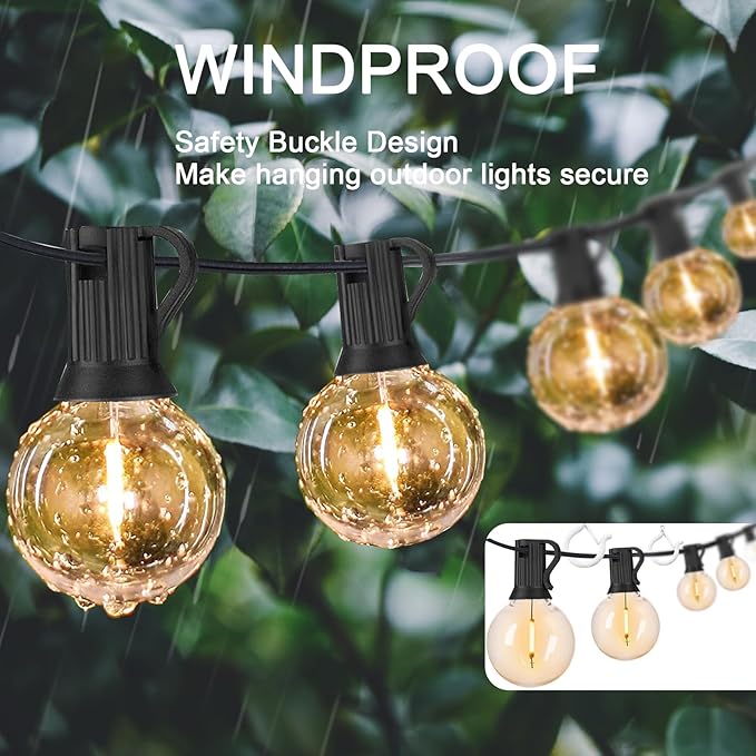 ADIIL 40 PCS Q Hanger Hooks with Safety Buckle, Windproof Screw Hooks for Hanging Outdoor String Lights, Plants, Christmas Patio Lights, 2.2 Inches, White