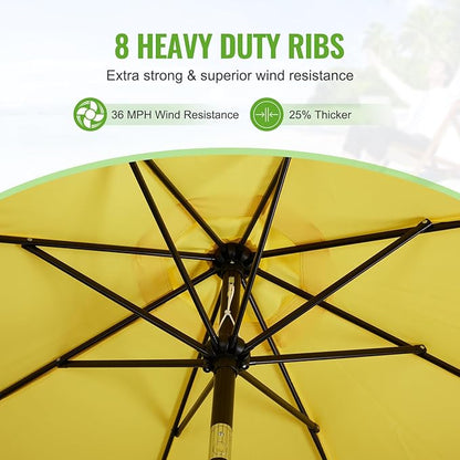 Backyard Expressions 9 ft. Patio Umbrella, Market Table Umbrella w/Tilt and Crank, 8 Ribs