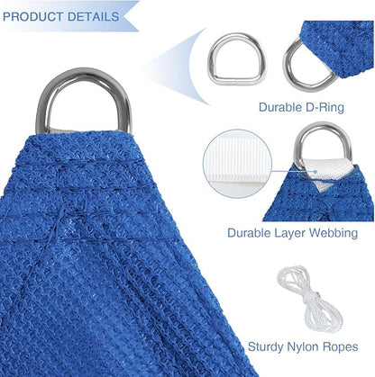 E&K Sunrise 12' x 12' x 12' Sun Shade Sail Triangle Canopy Shade Cover UV Block for Patio Backyard Garden Outdoor (Blue)