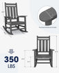 Rocking Chairs Set of 2, Gray HDPE Outdoor Chairs with 350 lb Capacity