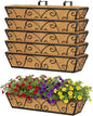 Y&M 24 Inch Window Deck with Coco Liner, Fence Metal Hanging Flower Planter Window Basket Deck Railing Planter Boxes for Outdoor Garden Lawn-Butterfly,6pcs