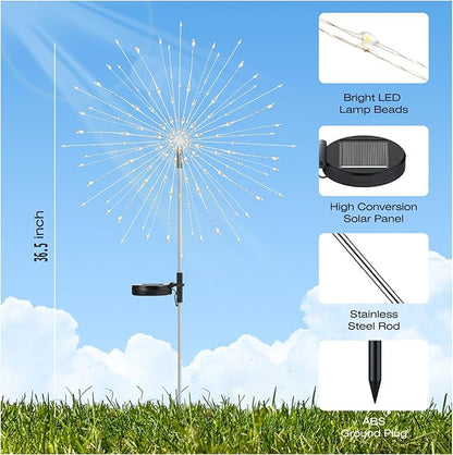 Garden Decor Solar Lights Outdoor,155LED 8 Lighting Modes Pole Light Waterproof Colorful Solar Garden Lights for Christmas, Halloween Decoration,Yard, Patio, Porch,Flower Pot,Pathway (2Pack)