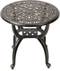 C/G Cast Aluminum Side Table,Decorative Outdoor End Table, Ornate Floral Pattern (Round, Copper)