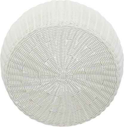Resin Wicker Storage Stool or Side Table, White