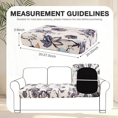 Stretch Patio Cushion Covers, 14 Pieces, Vintage Flower Print