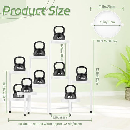 iDavosic.ly Plant Stand Indoor Outdoor, 9 Tier Corner Metal Flower Display Holder Shelf, Easy Assembly Folding Tall Orchid Rack for Patio Balcony Porch Garden Living Room House, White