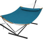 SUPERJARE Curved-Bar Hammock with Stand, 2 Person Heavy Duty Hammock Frame, Detachable Pillow & Portable Carrying Bag, Perfect for Outdoor & Indoor, Peacock Blue