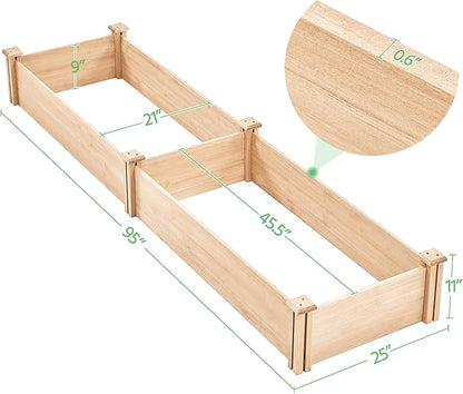 Yaheetech 8×2ft Wooden Horticulture Raised Garden Bed Divisible Elevated Planting Planter Box for Flowers/Vegetables/Herbs in Backyard/Patio Outdoor, Natural Wood, 95 x 25 x 11in