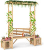 Giantex Outdoor Bench with Garden Arbor & 2 Planter Boxes, Wooden Trellis for Climbing Plants & Vines, Outside Pergola for 2-People Seating, Decoration for Porch, Patio, Yard