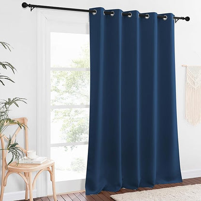 NICETOWN Blackout Curtain Drape for Bedroom - Light Reducing Thermal Insulated Solid Grommet Room Darkening Window Curtain 90 inches Long for Living Room (Moroccan Blue, 1 Piece, W66 x L90)