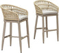 PURPLE LEAF Outdoor Rattan 29" Bar Stools Set of 2, Modern Boho Aluminum Patio Bar Height Chair with Cushion and Back for Outdoor and Indoor, Champagne