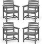 SERWALL Outdoor Dining Chairs Set of 4, All-Weather HDPE Patio Chair with 19.7" Widened Seat, for Backyard, Garden, Gray