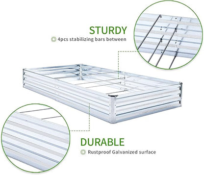 Galvanized Raised Garden Bed Kit - Metal Raised Planter 2pcs/Pack 6'x3'x1' for Flowers Plants, Vegetables Herb