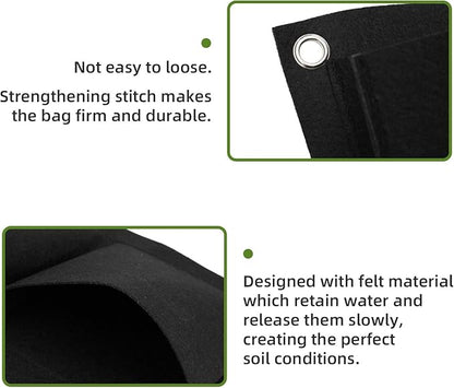 Hanging Planting Grow Bags, 18 Pockets Hanging Vertical Wall Planter Wall Mounted Grow Bag Outdoor Indoor Gardening Vertical Greening Flower Container, Planting Bags Storage Bags(1.0 m × 0.5 m, Black)