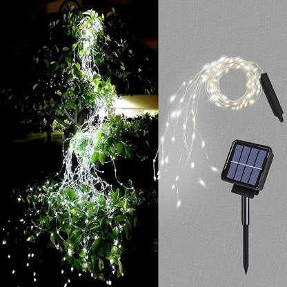 ZNYCYE Solar Waterfall Fairy Bunch Lights Outdoor Waterproof 200LEDs 8 Modes Watering Can Light (NO CAN), Solar Powered String Lights Firefly Vine Garden Decorations Gardening Gifts for Mom