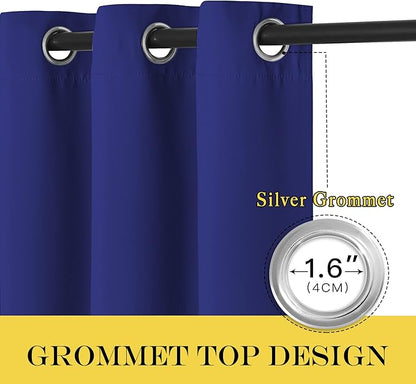 NICETOWN Navy Blackout Curtain for Boys Room, Grommet Privacy Window Treatment Thermal Insulated Room Darkening Sliding Glass Door Drape for Bedroom, 1 Panel, W100 x L72