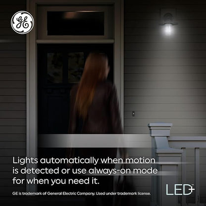 GE LED+ Motion Sensor LED Light Bulbs, 15W, PAR38 Outdoor Security Floodlight, Warm White (2 Pack)