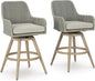 Signature Design by Ashley Seton Creek Casual Weather Resistant 360-Degree Swivel 31.75" Outdoor Bar Height StainlessBar Stool with Cushion, Set of 2, Beige & Light Gray