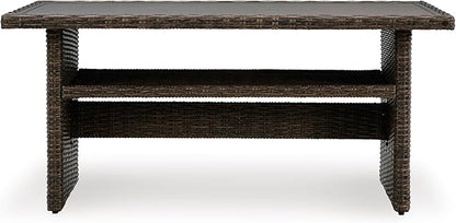 Signature Design by Ashley Brook Ranch Casual Outdoor Multi-use Table with 1 Fixed Shelf, Dark Brown & Gray