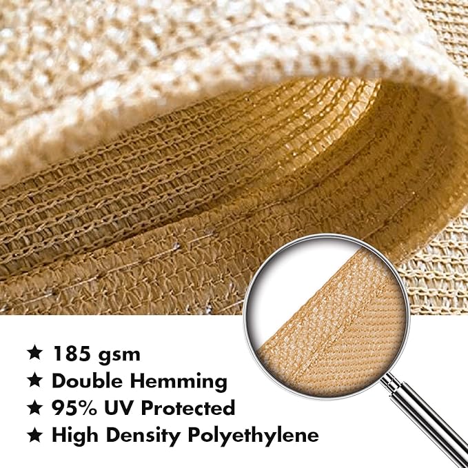 KANAGAWA 10'X16' Sand Custom Size Sun Shade Sail Rectangle UV Block Canopy Cover for Patio Backyard Lawn Garden Outdoor (Customized Available)