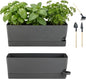 2 Pack Rectangle Self Watering Pots for Indoor Plants 17 Inches Window Boxes Planters Rectangular Flower Pots Herb Large Plant Pots with Drainage Holes and Saucers Windowsill Planter, Grey